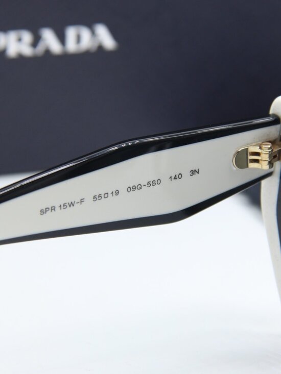 Prada PR15WS 09Q5S0 Square Sunglasses – Black/Talc\\Dark Grey